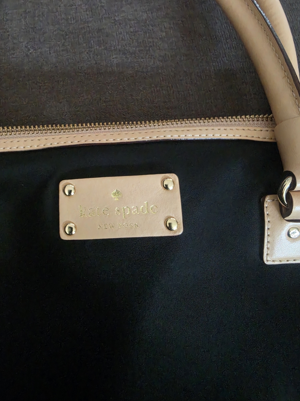 Kate Spade Kennedy Park Calista laptop bag in black nylon with tan leather trim - Picture 6 of 10